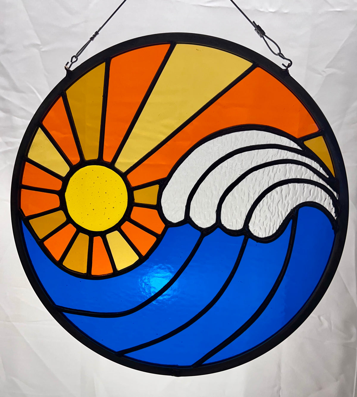 Sunset and Waves Stained Glass