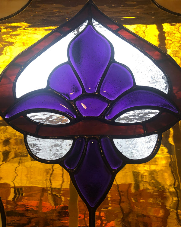 Violet Fleurdelis Stained Glass Stained Glass by Kib, LLC