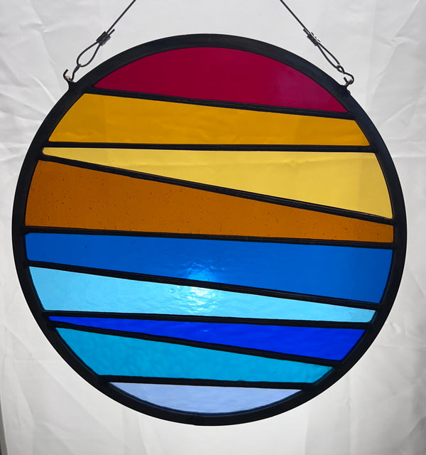 Contemporary Sunset Stained Glass by Kib, LLC