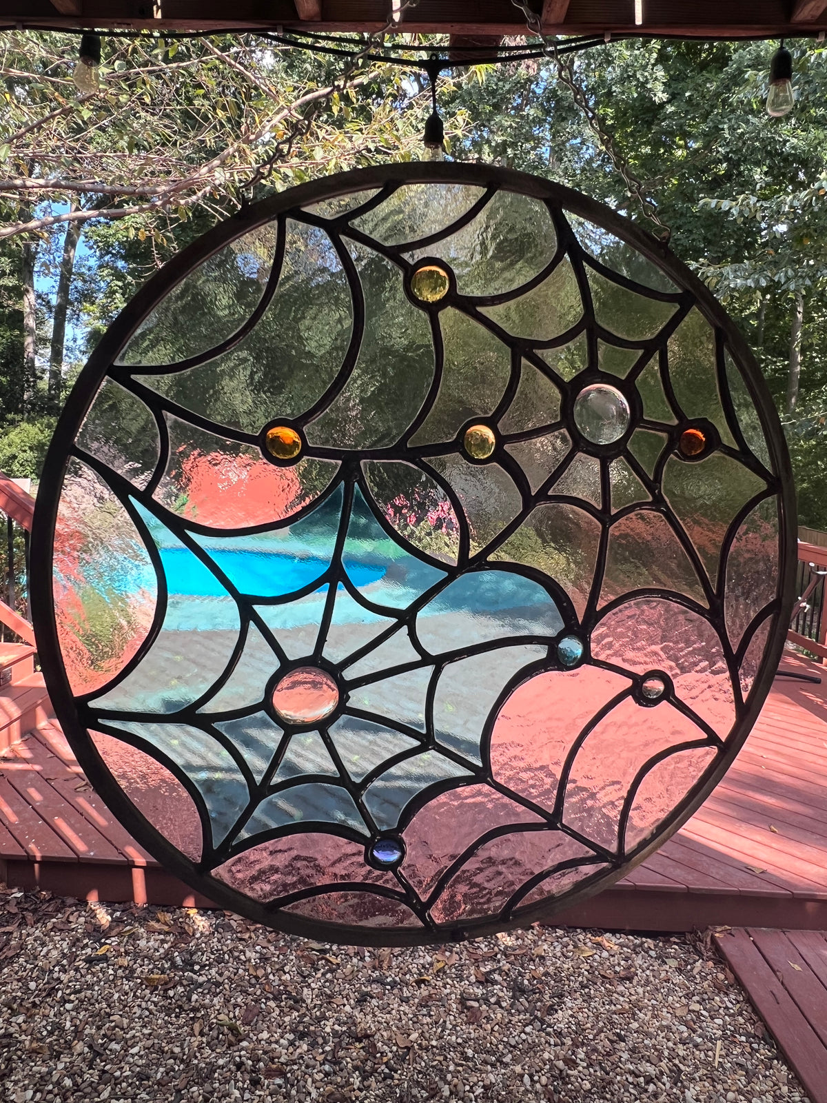 Spider Web Stained Glass-Round