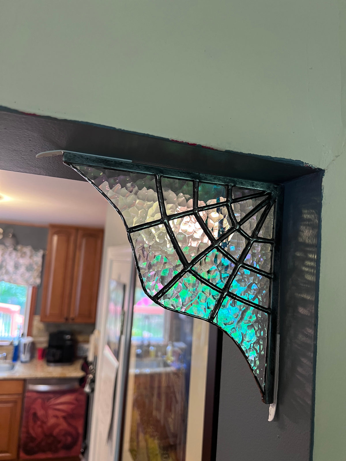 Corner spider Web Stained Glass Accents