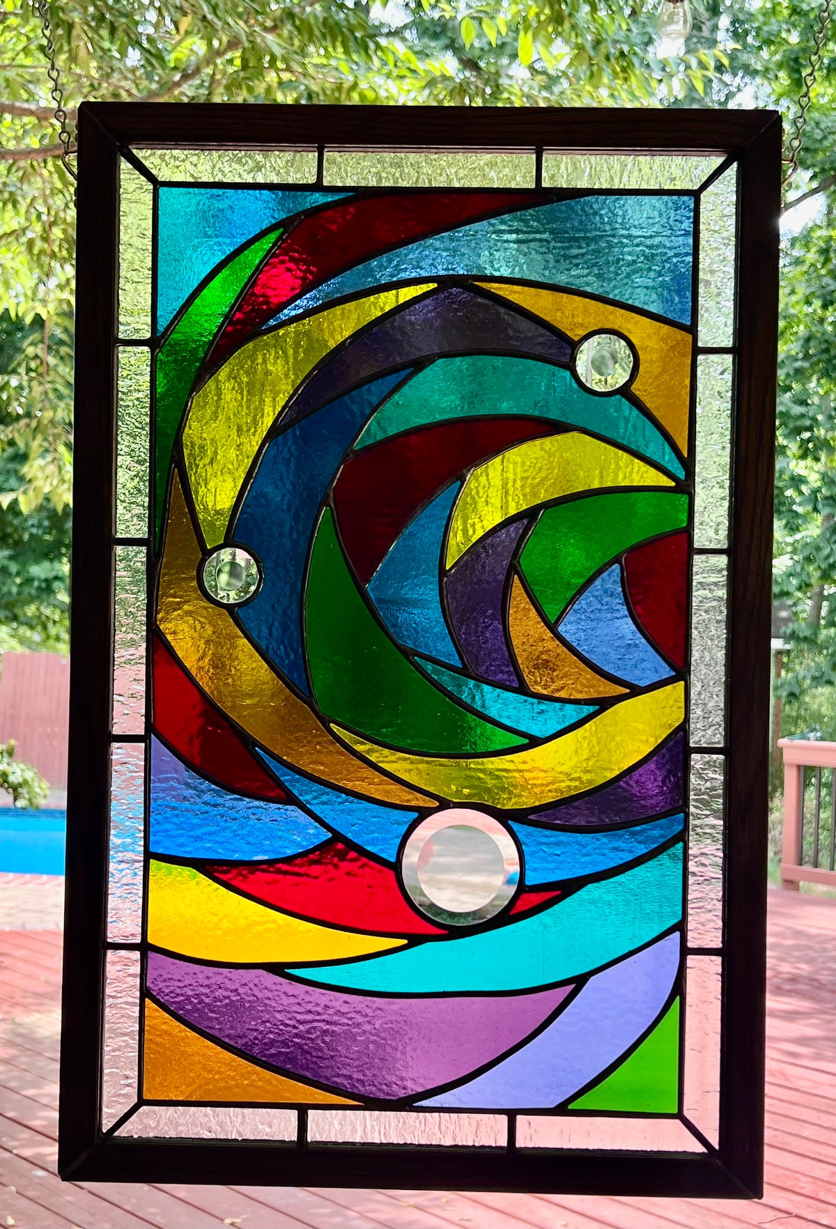 Colorful swirly stained glass