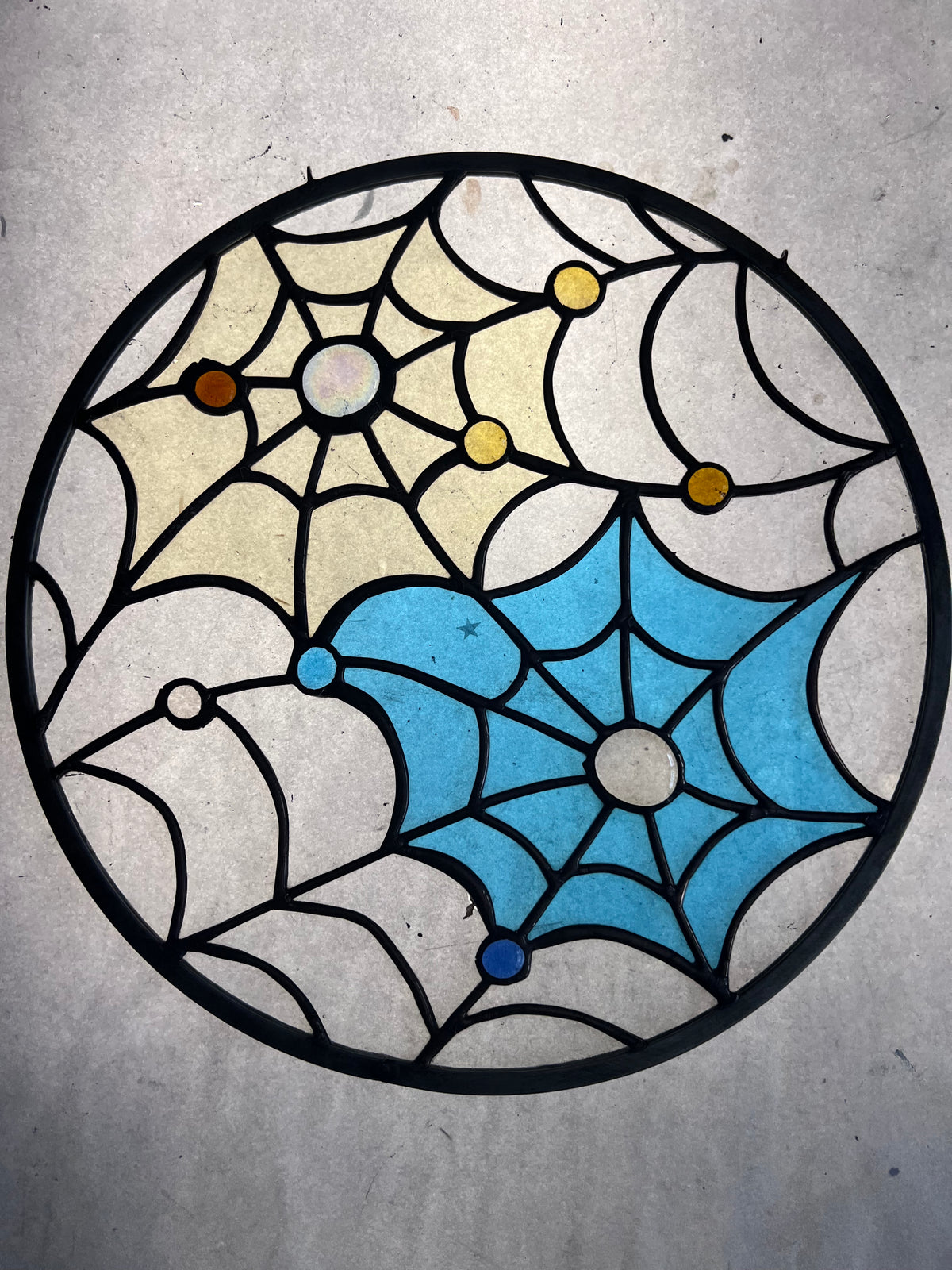 Spider Web Stained Glass-Round